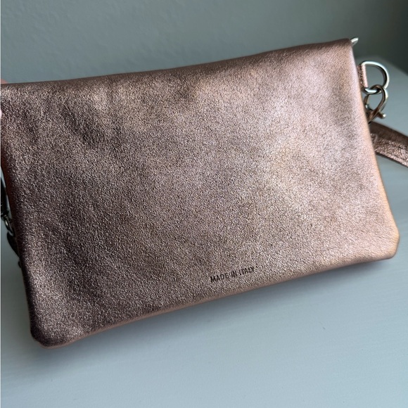 Mei Licai Rose Gold Copper Metallic Leather Crossbody Bag - Made In Italy NWT - Picture 6 of 15